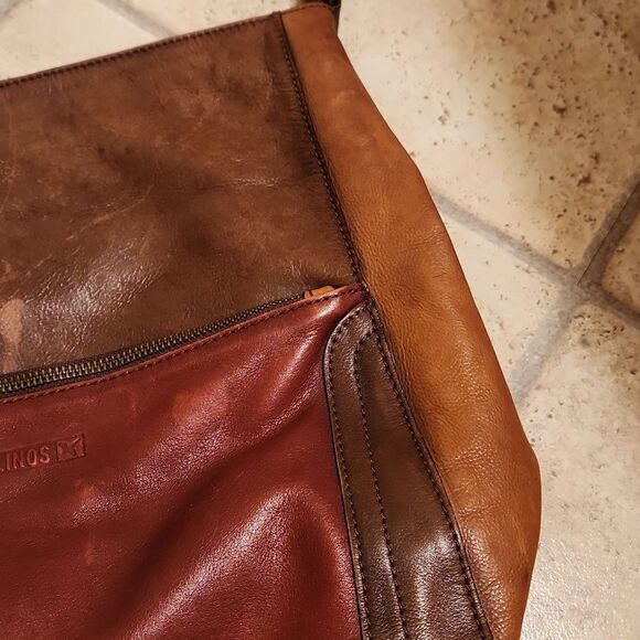 Pikolinos Brown/Garnet Tricolored Leather Cuero Hobo Handbag